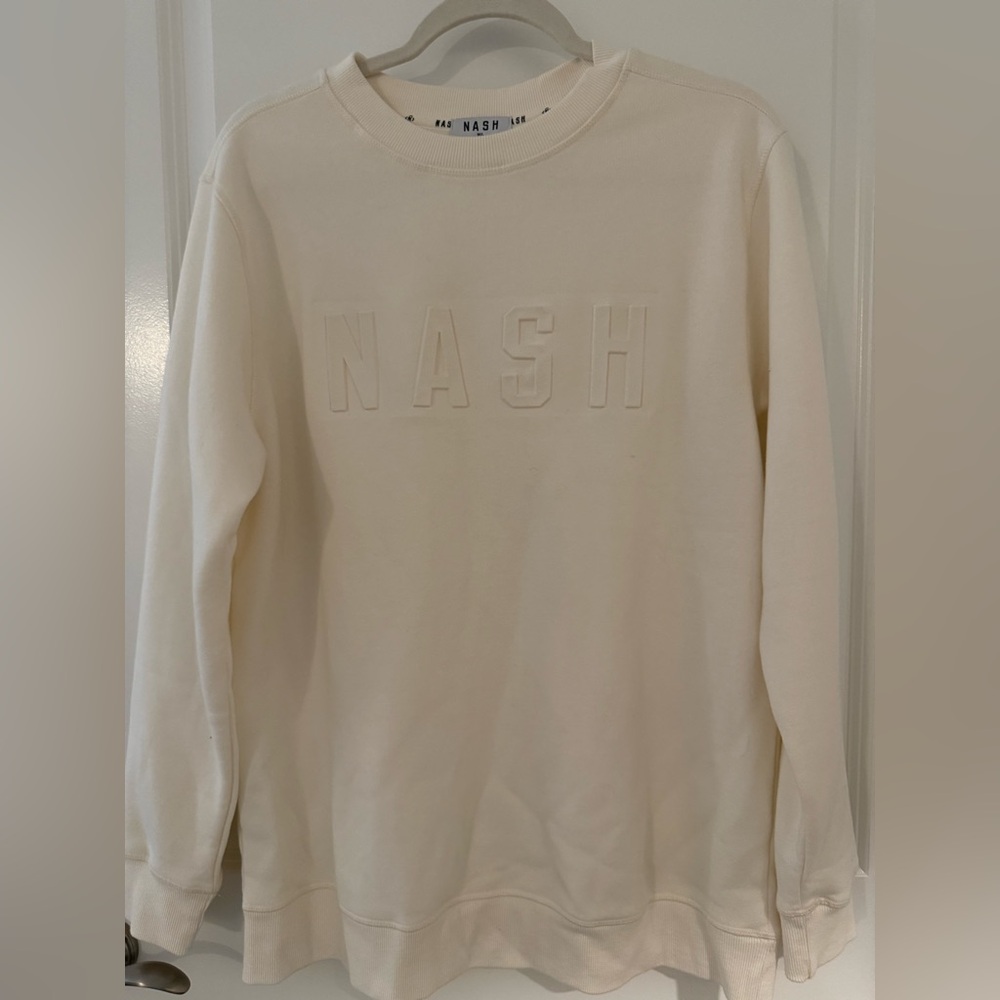 Ash Cream Sweatshirt with Embossed Design